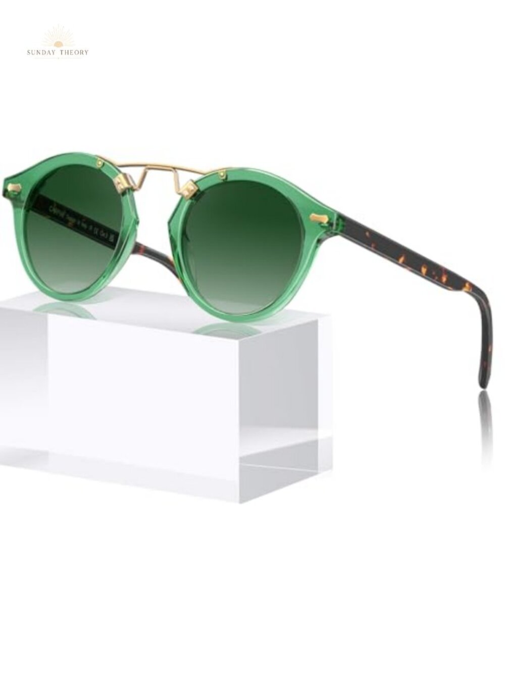 Retro Round Acetate Polarized Sunglasses for Women UV Protection